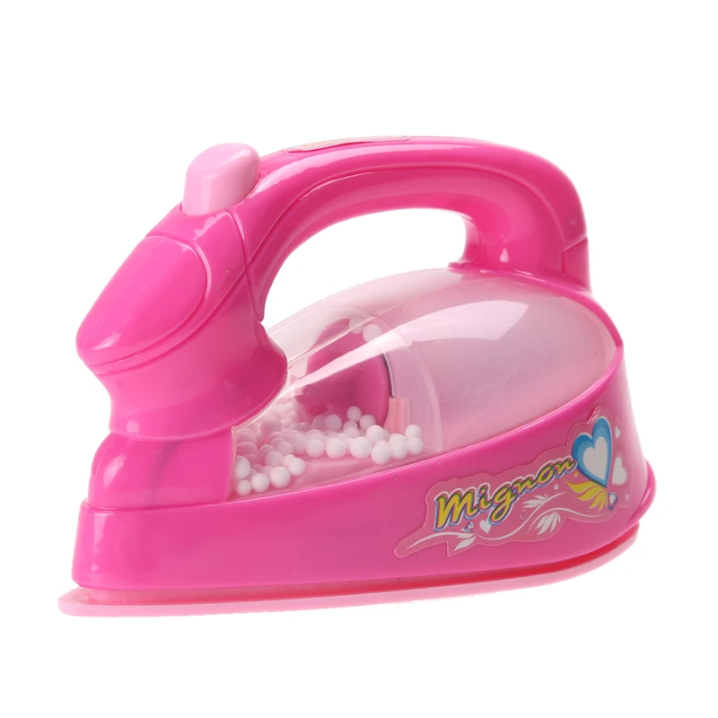 

Pink Mini Simulated Electric Iron Kids Pretend Role Play Toy Fun LED Light-up Girls Play House Toy Electric Iron Appliance