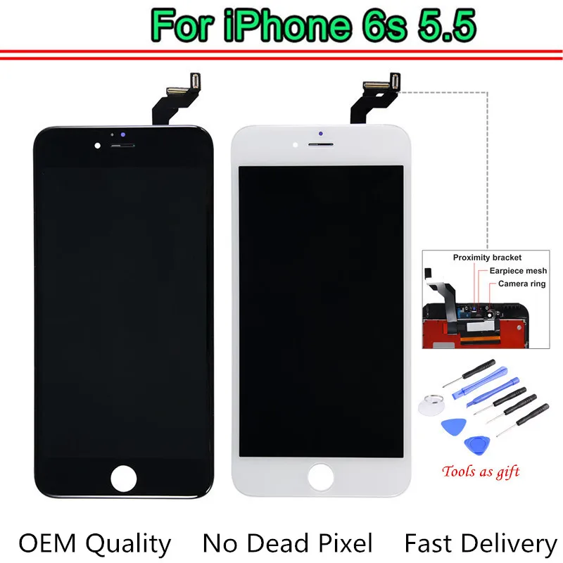 

Free Tools+ OEM Screen For iPhone 6s Plus LCD Screen Replacement Display with 3D Touch Screen Digitizer Assembly Black White