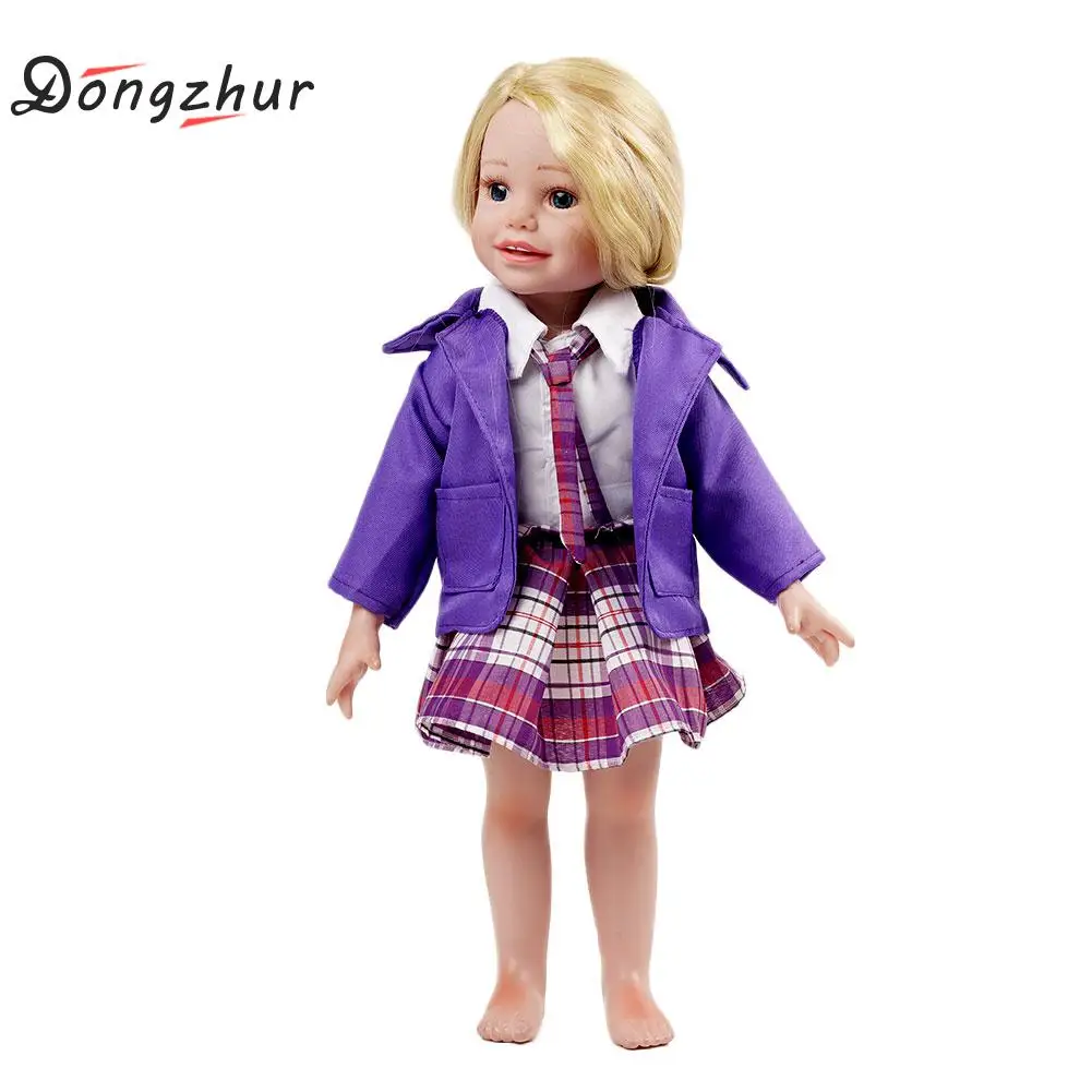 

Dongzhur American Doll Clothes For 18 Inch American Gir Doll Clothes And Accessories Shirt+skirt+tie+jacket Four Sets Girl Gift