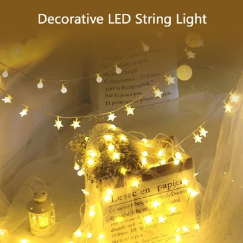 

2XAA Battery Operated LED String Lights Star Shape for Xmas Garland Party Wedding Led Lights Decoration Christmas Fairy Lamp