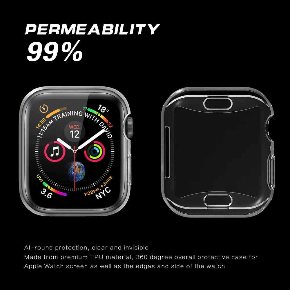 Силиконовый чехол для apple watch 5 44 мм 40 мм 42 мм 38 мм мягкий чехол iwatch series 4 3 2 Универсальный Ультратонкий Прозрачный чехол для часов