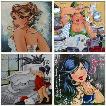 

5D DIY Diamond Painting Cartoon Woman Round Drill Embroidery 3D Home Decoration Mosaic Crystal Cross Stitch Handmade Gifts
