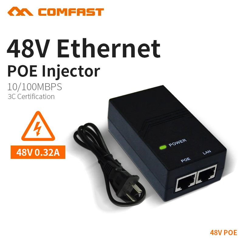 

COMFAST POE Injector for CCTV IP Camera USA or EU Power Over Ethernet Injector POE Switch Ethernet Adapter POE 48V 0.32A