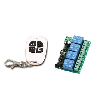 

New DC12V 4CH Radio Remote Control Switch Receiver With 4 Buttons Transmitter Learning Code For Light /Lamp/ Window/Garage Doors