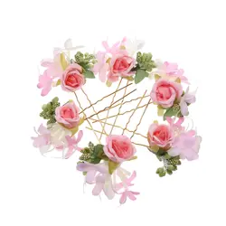 Набор свадебных розовых Цветочные Шпильки Розовые Палочки для волос венок женские аксессуары для волос