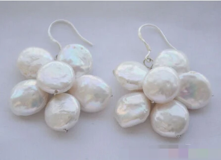 

FREE SHIPPING>>> free shipping 00196 WHITE COIN FRESHWATER PEARL hand knit flower EARRING