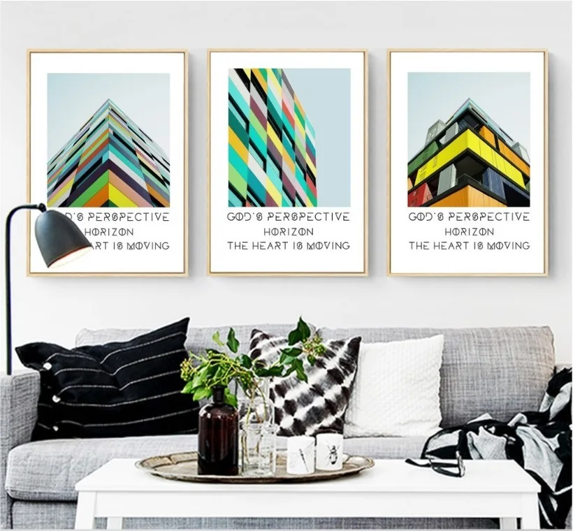 3 Pieces Architectural Style Decorative Paintings Wall Art
