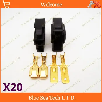 

20 sets 6.3mm 2 Way/pin Electrical Connector Kits Male&Female sets for E-Bike,Motorcycle,Motorbike,car etc.Black color