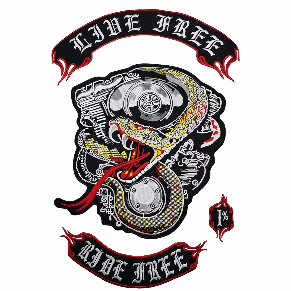 L170715-1 NEW ARRIVAL LIVE FREE RIDE FREE EMBROIDERY PATCH MOTORCYCLE CLUB VEST OUTLAW BIKER MC JACKET PUNK IRON ON BADGE FREE SHIPPING (1)