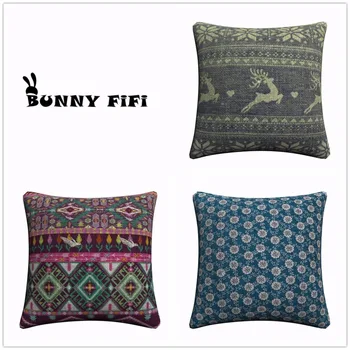 

New Year Buck Flower Bird Decorative Pillow Covers For Sofa Home Decor Linen Cushion Case 45x45cm Throw Pillow Cases