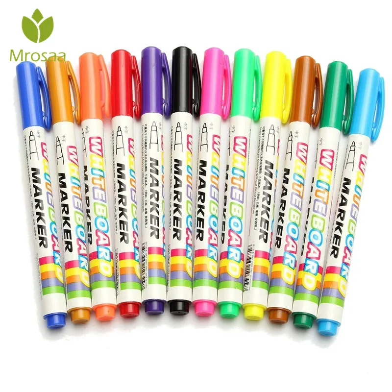 12Pcs 12 Colors White Board Maker Pen Whiteboard Marker Liquid Chalk