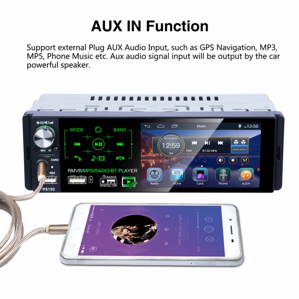 Авто Аудио 1 DIN автомагнитола 4," дюймовый HD экран стерео Мультимедийный плеер Bluetooth Авторадио MP3 MP4 MP5 RDS USB поддержка камеры