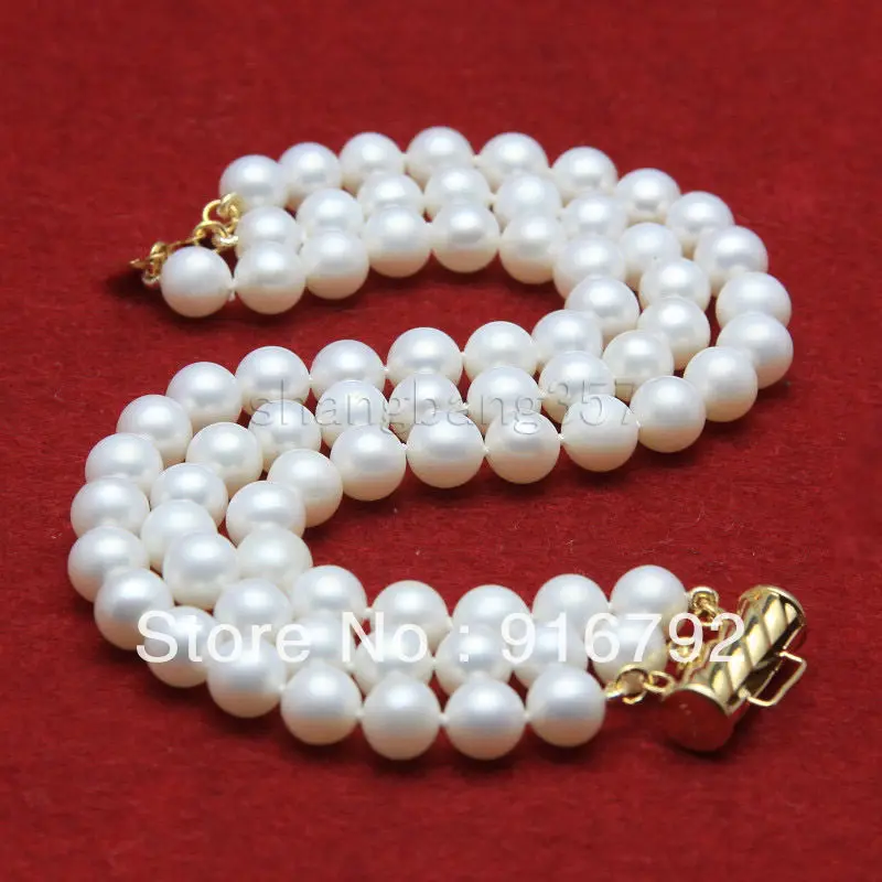 

free P&P >>>>>S273 3 row AAA+ 8-9mm white freshwater cultured genuine pearls bracelets 7.5