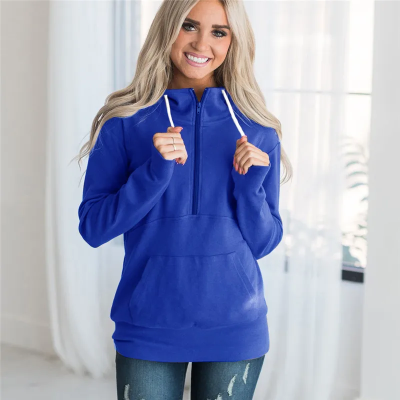 2019 Women Hoodie Sweatshirts Hooded Autumn Solid Fashion Women's Hoodies Plus Size Pockets Zipper Long Sleeve Pullovers Jumpers 2019 Women Hoodie Sweatshirts Hooded Autumn Solid Fashion Women's Hoodies Plus Size Pockets Zipper Long Sleeve Pullovers Jumpers