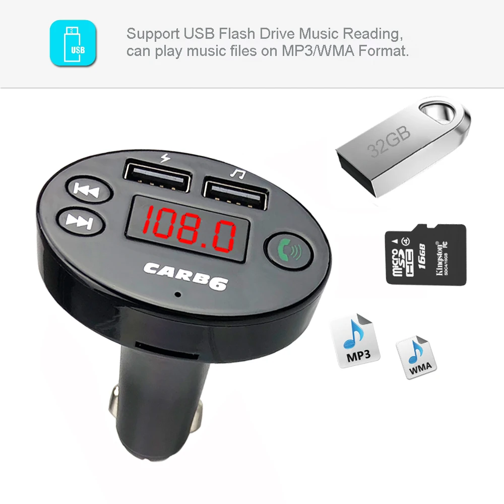 Bluetooth fm-передатчик Автомобильный MP3 аудио музыкальный плеер двойной USB Радио модулятор TF/USB автомобильный комплект громкой связи с 5 В 2.1A USB зарядное устройство