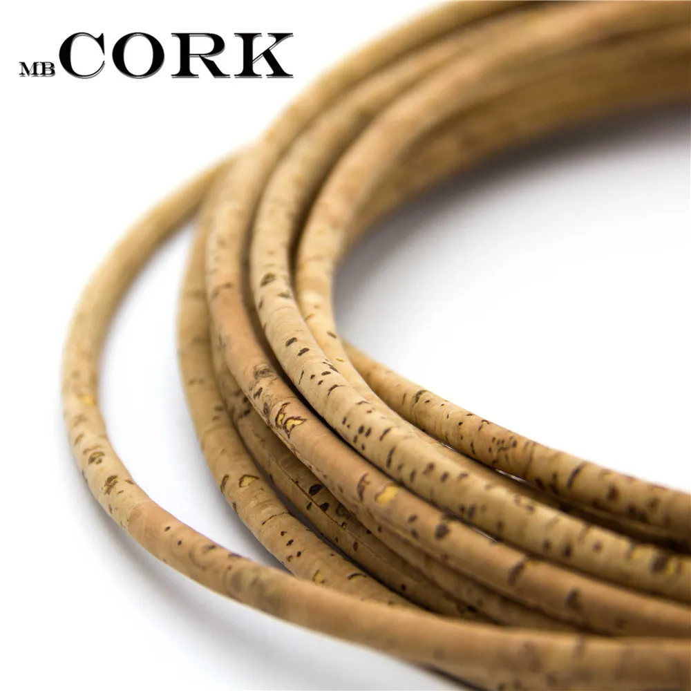 Buy 4mm round natural cork cord 4mm vegan leather