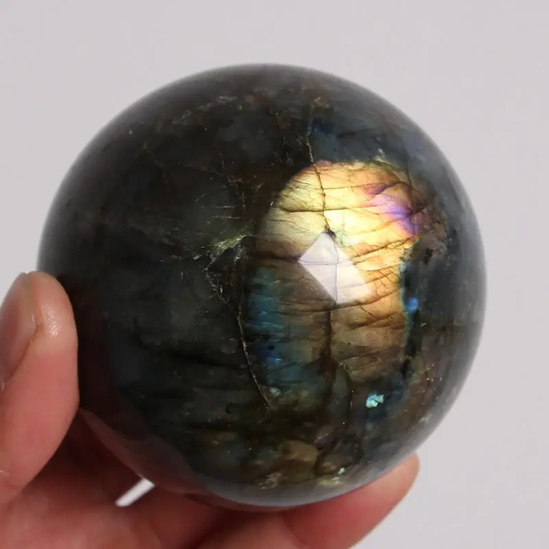 

WW 05979 Natural Labradorite Crystal Sphere Ball Healing