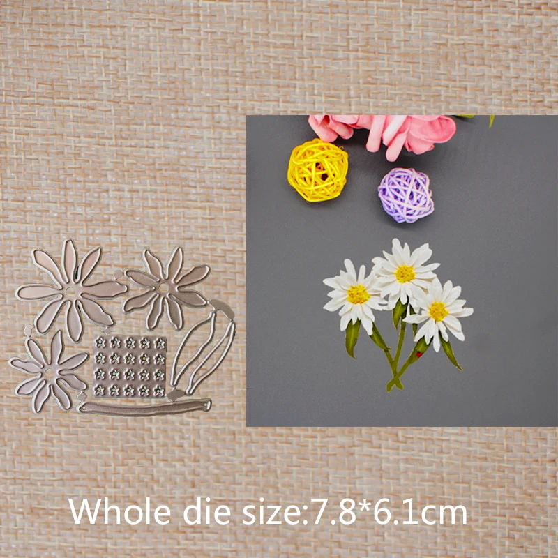 

3pcs Chrysanthemums Metal Cutting Dies flower decoration Scrapbooking Album Paper DIY Craft Embossing stencil 78*61 mm