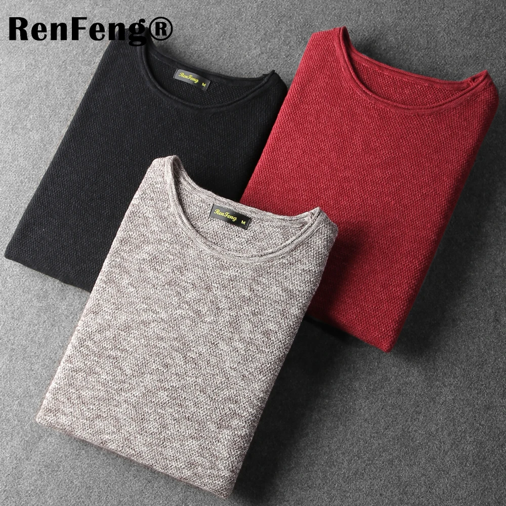Men's Black O-neck Sweater Men's Tide Winter Fashion loose handsome oversize sweater men's thick knitted jumpers sweter mujer (3)