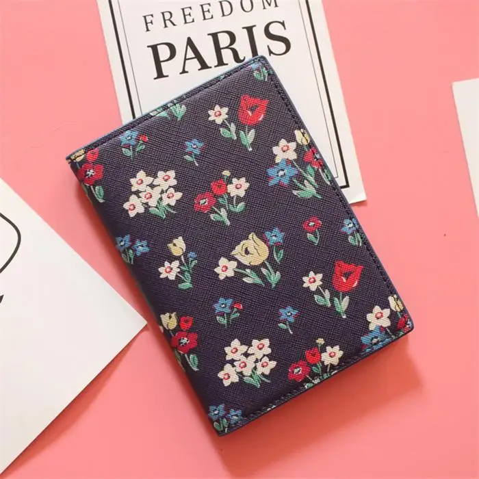 Модный цветочный принт из искусственной кожи Обложка для паспорта для путешествий держатель для карт сумка, 22 стиля на выбор, размер 14*10 см - Цвет: Темно-серый