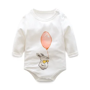 

Retail 0-18M long-Sleeved Baby Infant cartoon bodysuits for boys girls jumpsuits Clothing 2016 new free shipping Solid bodysuits