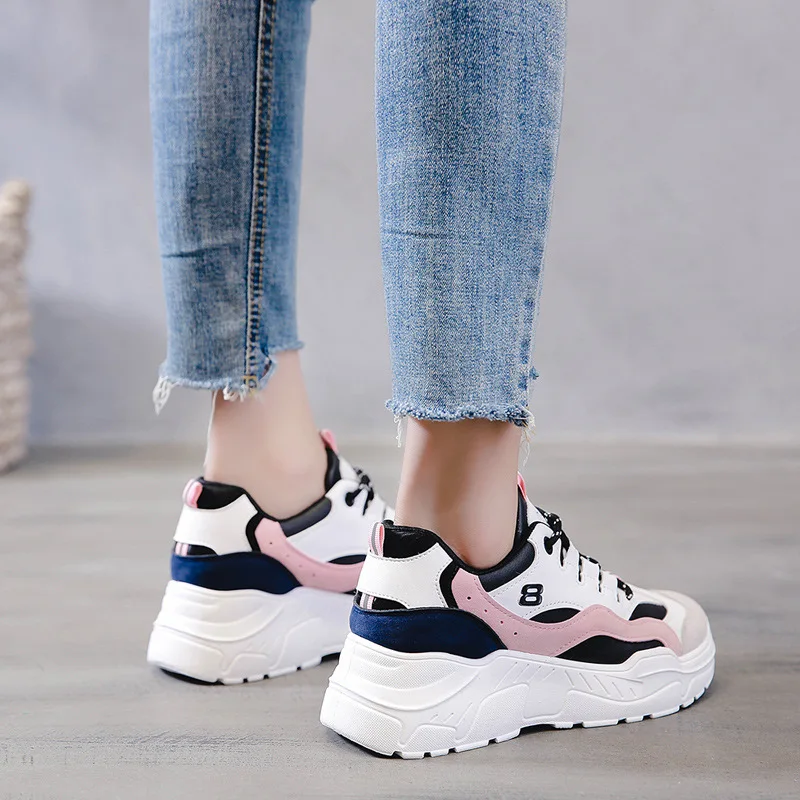 

2019 Women Shoes Autumn White Shoes Sneakers Women Fashion Brand Retro Platform Shoes Ladies Footwear Breathable Mesh Sneakers