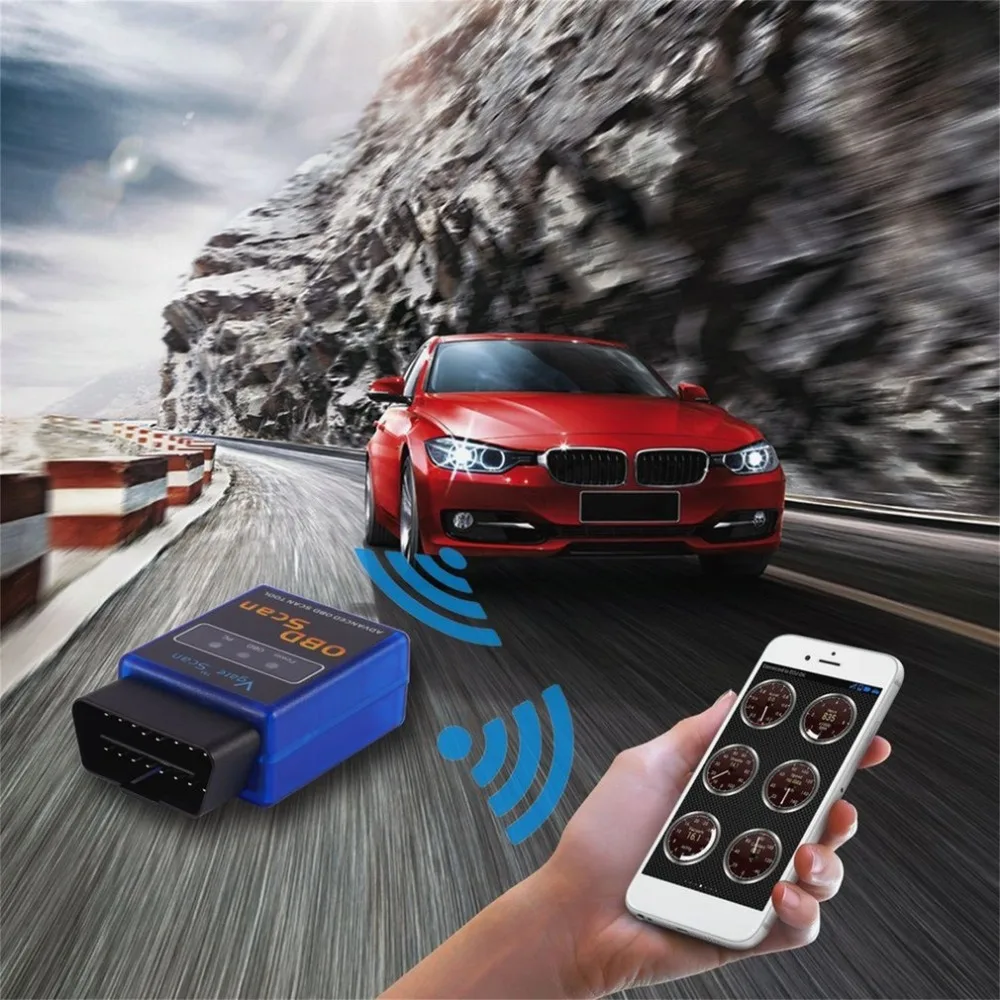 Супер Мини Стайлинг автомобиля сканер ELM327 Bluetooth OBDII B06 диагностический сканер Интерфейс адаптер синий Универсальный 12 V 45mA