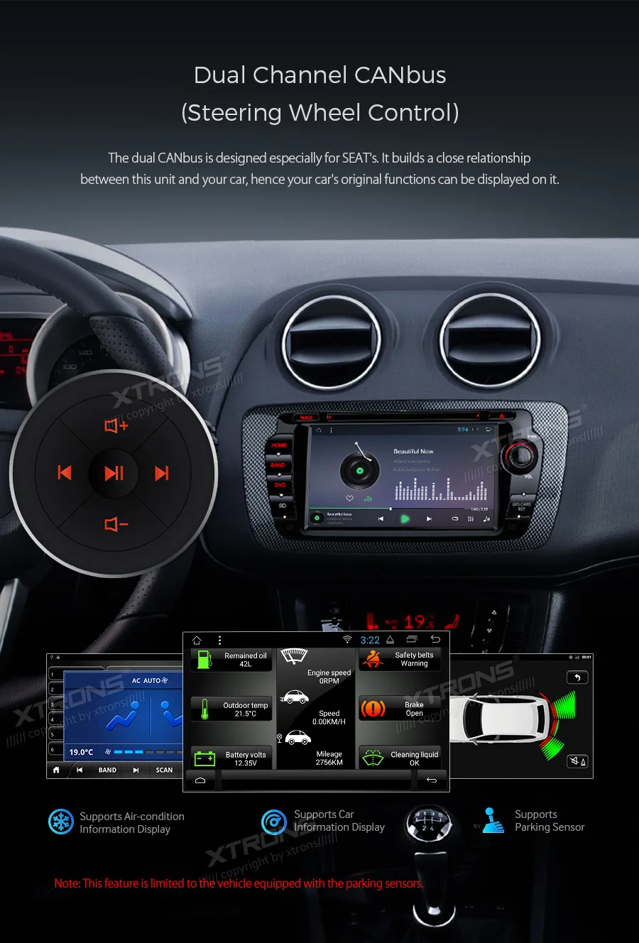 Cheap XTRONS 7" Android 8.1 Quad Core 16GB ROM car Multimedia System DVD Player GPS Navigation for Seat Ibiza MK4/6J 2009-2013 RCA 15