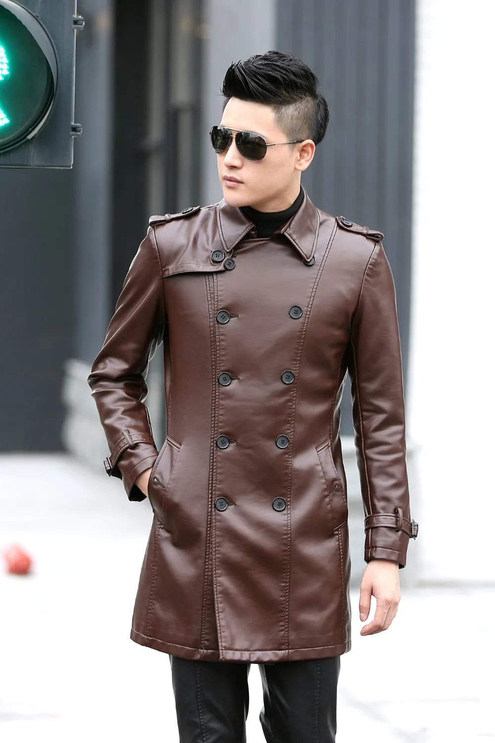 OEAID модное длинное кожаное пальто размера плюс M L XL XXL 3XL 4XL, мужская кожаная куртка, новинка, мужские куртки, пальто, мужская верхняя одежда