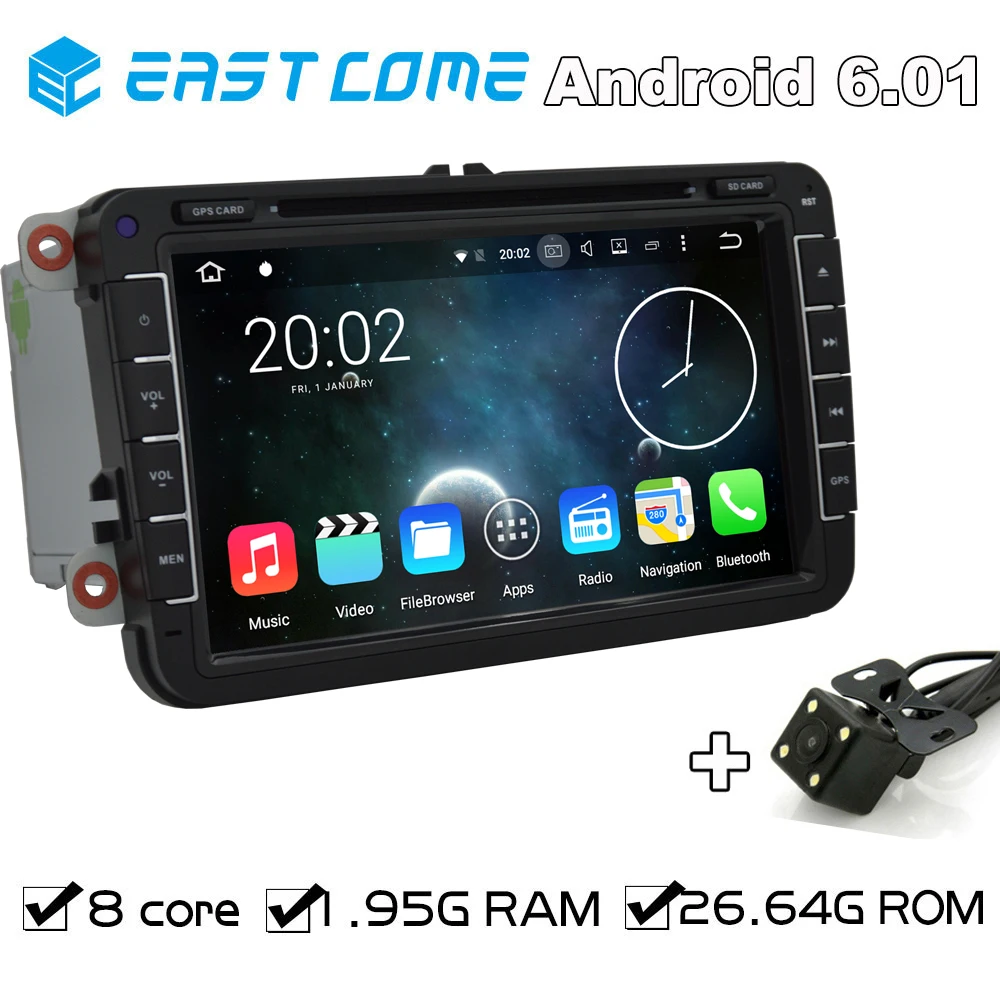 Top Octa Core Android 6.0 Car DVD For Volkswagen VW Tiguan Touran Caddy Amarok Golf EOS Beetle Magotan Bora With Backup Camera Radio 0