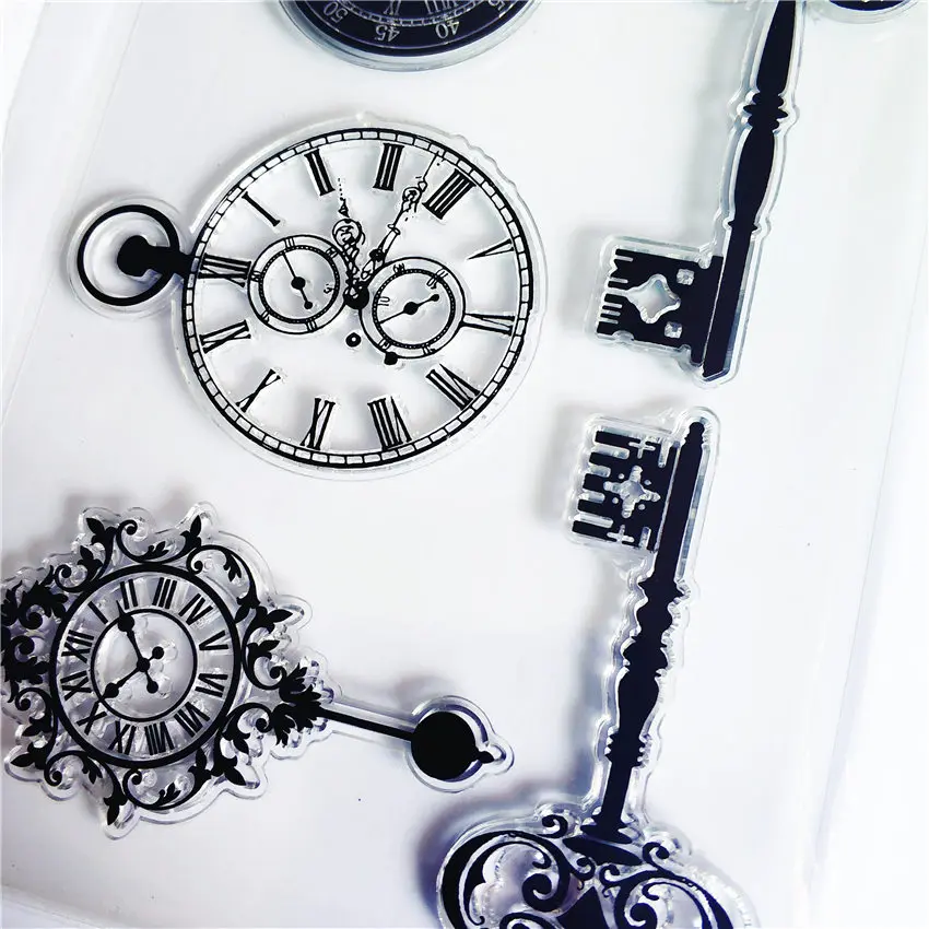 Прозрачный силиконовый штамп PANFELOU The clock key/печать для скрапбукинга/фотоальбома