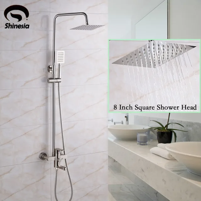 Brushed Nickel 8 Inch Shower Head Bathroom Shower Faucet Bathtub Spout