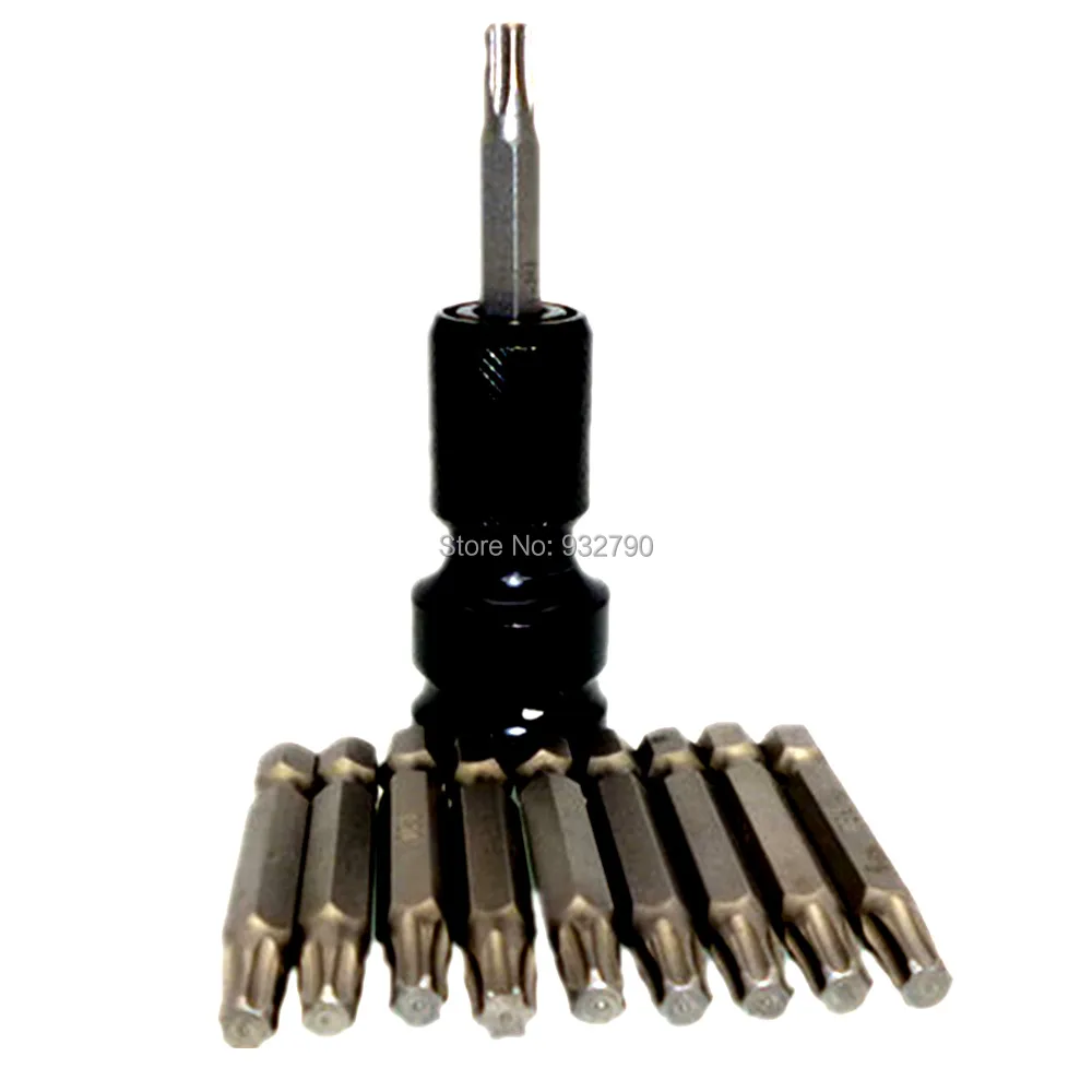 

10pcs Impact Driver Bits Power Screwdriver Inserts T30 50mm Torx Hex Screwdriver Bits W/ 1/2in Drive To 1/4in Hex Impact Adaptor