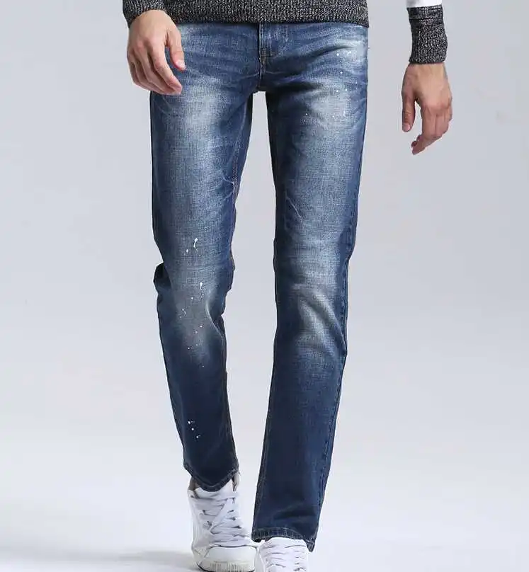 2017 autumn and winter wool thermal slim straight jeans fashion splash