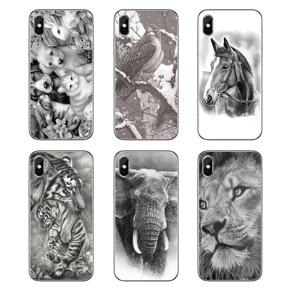 wild animal sketch art Pattern Transparent Soft Shell Covers For Xiaomi Redmi 4X S2 3S Note 3 4 5 6 6A Por Pocophone F1 Mi |