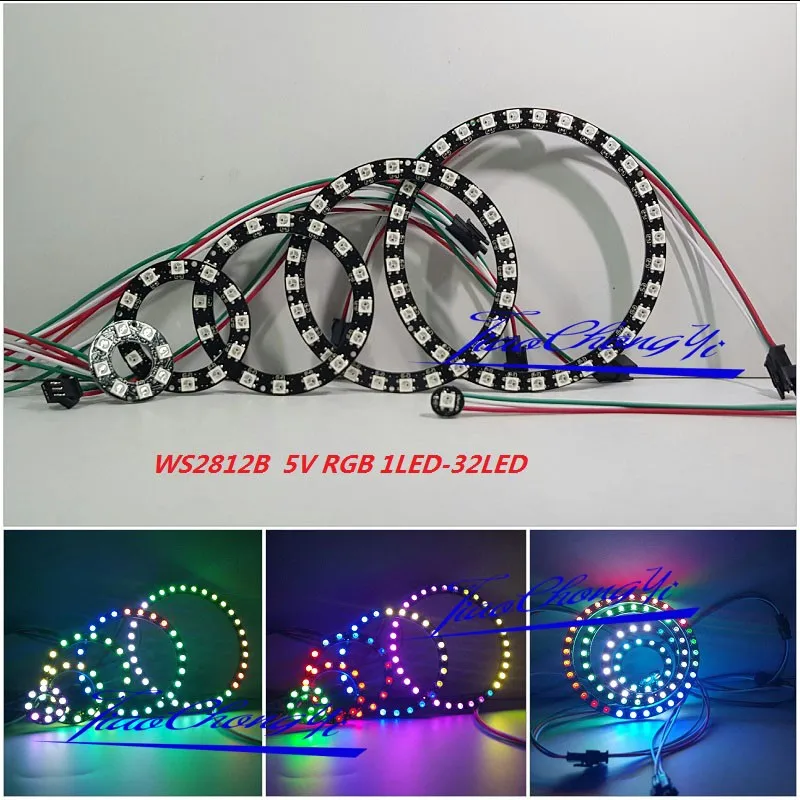 

WS2812 5050 RGB LED 1 8 12 16 24 32led Bits Ring Lamp Light with Int