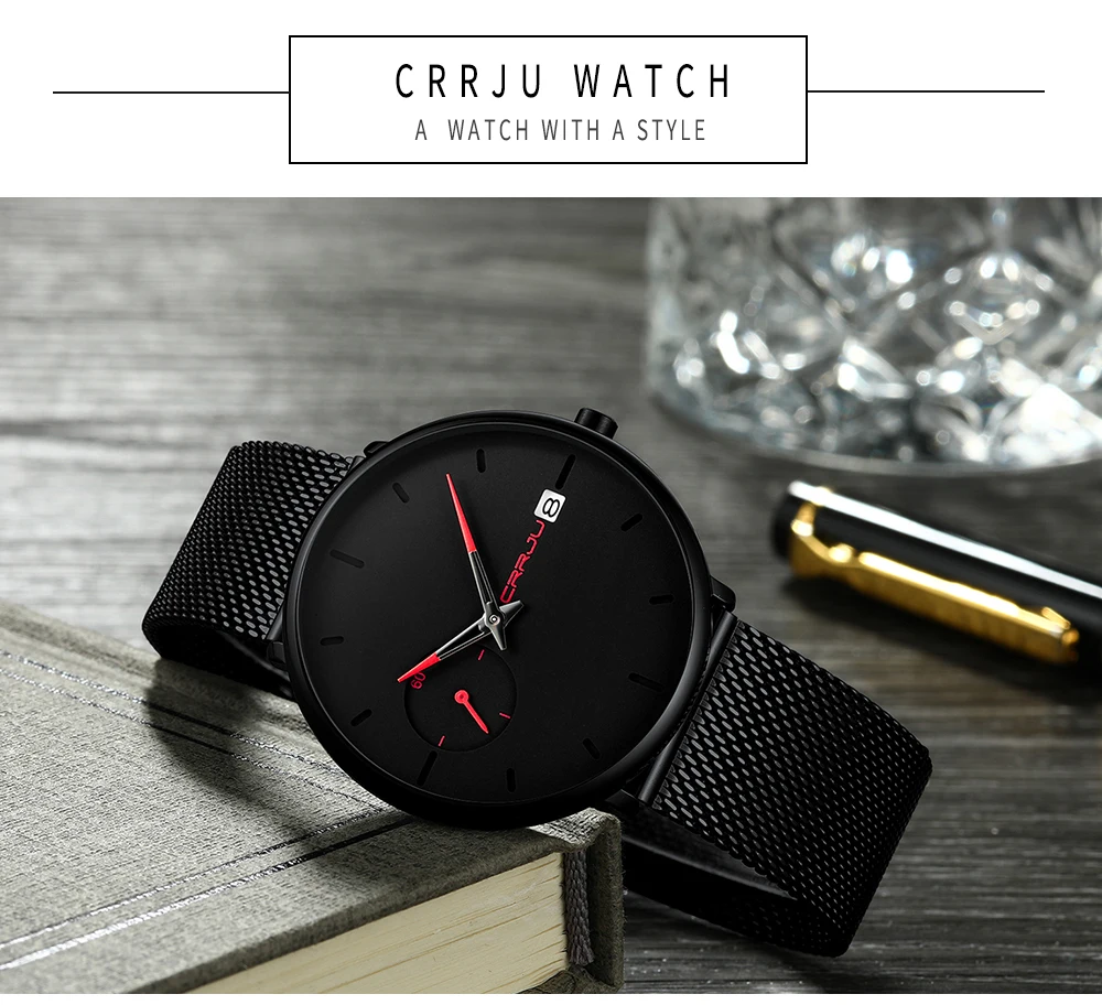 Crrju, мужские часы, водонепроницаемые, с календарем, аналоговые, наручные часы для мужчин, s, деловые, повседневные, кварцевые часы для мужчин, часы, Reloj Hombre