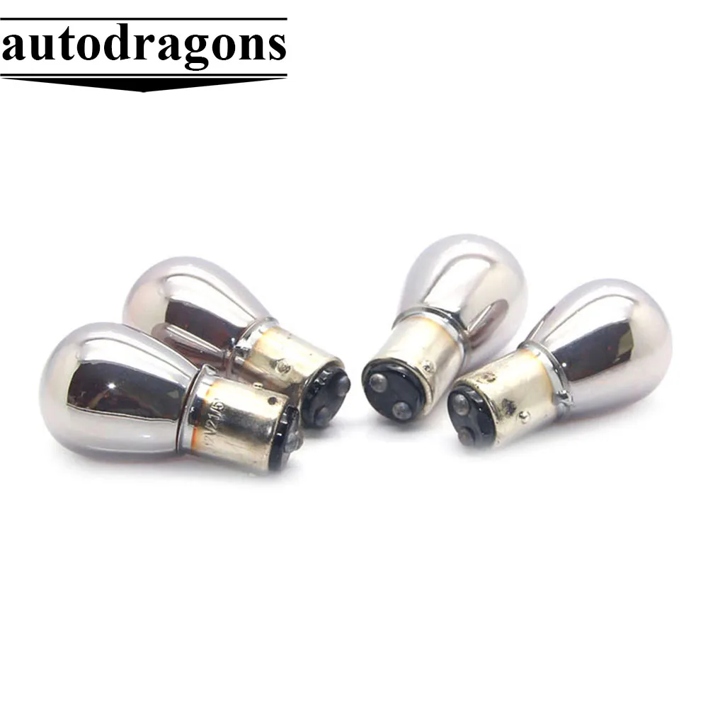 

2PCS 1157 2057 2357 1034 198 7528 Silver Chrome Natural Amber Bulb