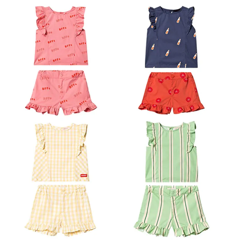 

Pre-saIe INS RETRO STRIPES RUFFLES BLOUSE EMERALD/CREAM TC Same Series Girl Baby Print Raglan Sleeves Lace Girl Shorts Kid Suit