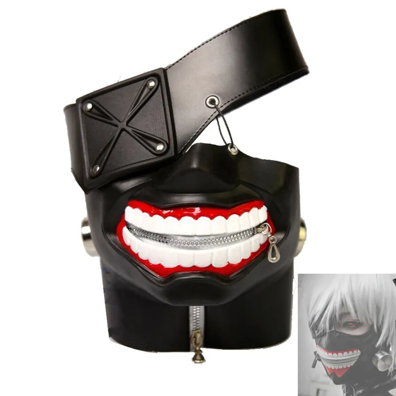 

Tokyo Ghoul Kaneki Ken Mask PU Leather Dustproof Mask With Adjustable Zipper Anime Cosplay Costume Halloween Party Prop Gift