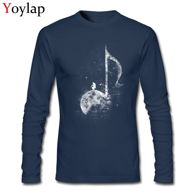 Round Neck T-shirts Unique Summer Tops Shirt Long Sleeve for Men New Design 100% Cotton Miles On The Moon Street Tee Shirts Miles On The Moon navy