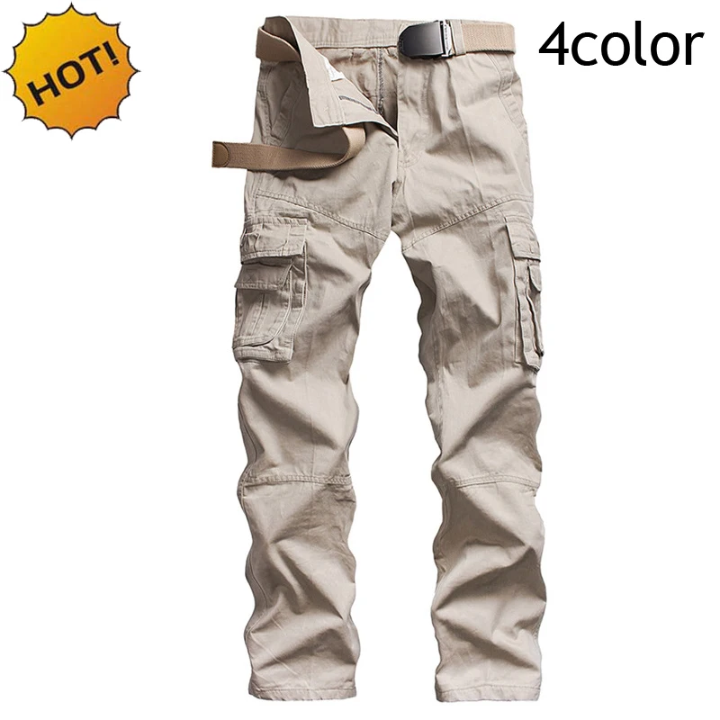 

High Quality 2016 Oudoor Hiking Climbing Straight Cotton Cargo Pants Men Army Militar Tactical Sport Camo Trousers Plus Size 40