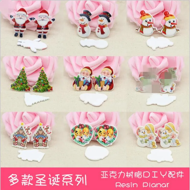 

10pcs/lot planar resin Christmas tree santa snowman accessaries resin cabochons accessaries resin cartoon