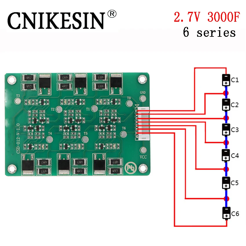 

CNIKESIN 6 series Super capacitor 6 series 3000F 2.7V 500F 2000F 1200F 650F balanced protection board