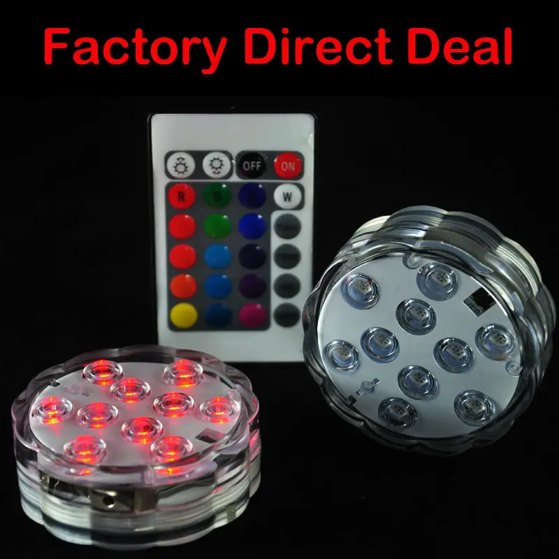 

100Pcs *10leds Christmas Wedding and party decoration RGB remote controlled submersible led light 7CM diameter led light base