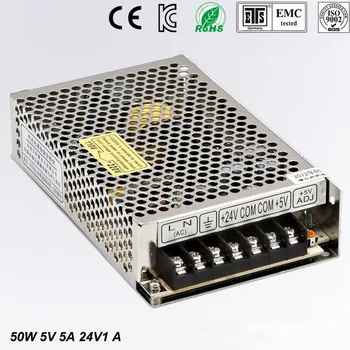 

D 50W Dual output 5V 24V Switching power supply AC to DC DC6A DC1A