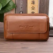 Золотая Коралловая Натуральная кожа Мужская маленькая поясная сумка модная сумка для телефона Кошелек Дорожная поясная сумка для мужчин