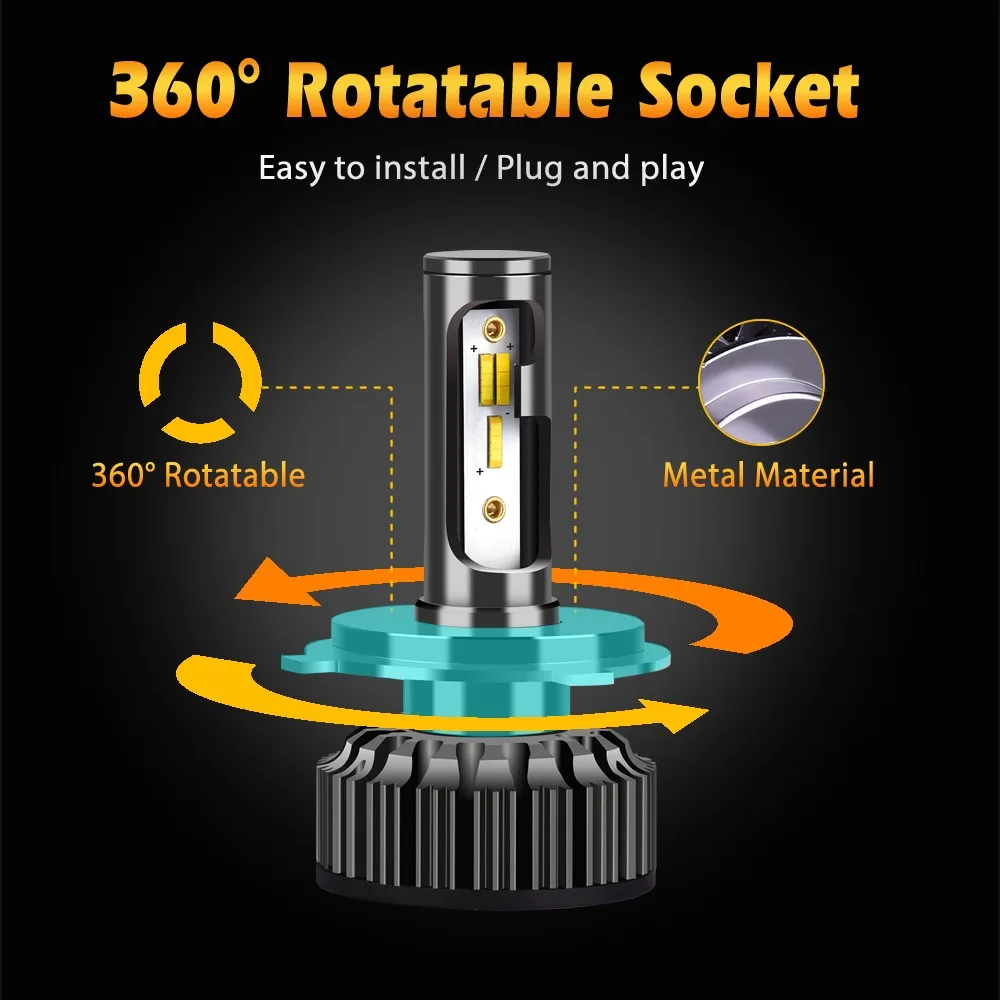 Infitary H4 H7 LED 3 Color Changing Car Headlights Fog Lights 3000K 4500K 6500K Flash 80W Auto Lamps H1 H3 H11 9005 H13 2 PCS,led lights,led bulbs,led headlights,led car headlights
