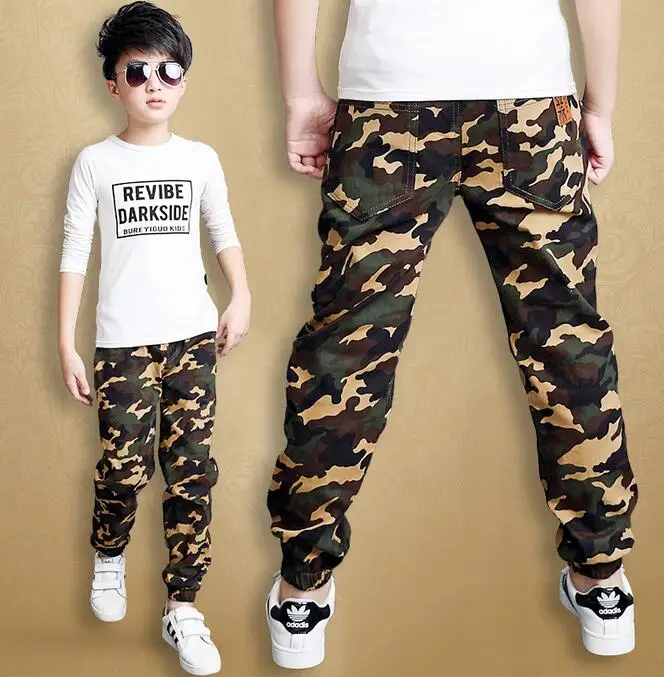 Весенне-осенние штаны для детей от 4 до 10 лет Одежда для мальчиков-подростков Детские камуфляжные брюки детские штаны брюки для мальчиков камуфляжные штаны для мальчиков в стиле милитари