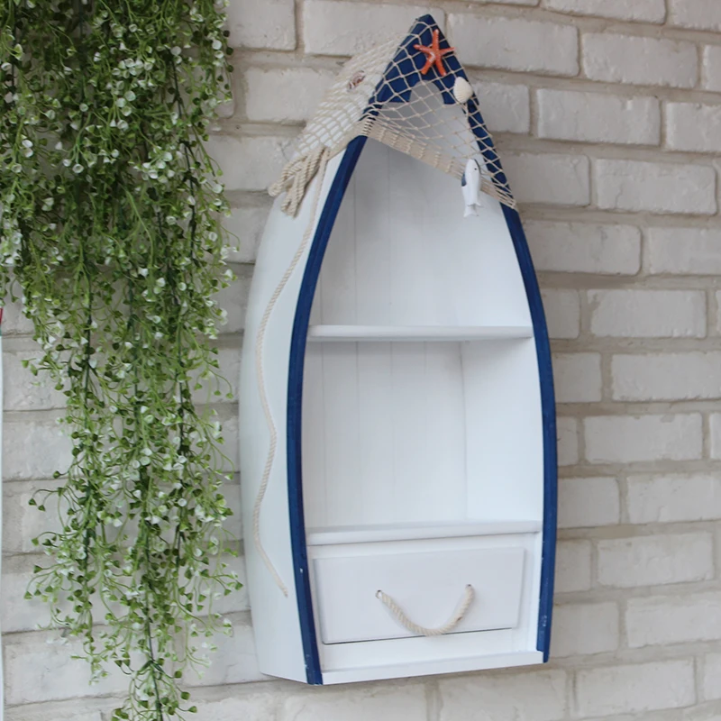 Средиземноморская лодка витрина Шкафы для украшения дома полка отделка творческая гостиная ванная комната хранения Настенный подарок